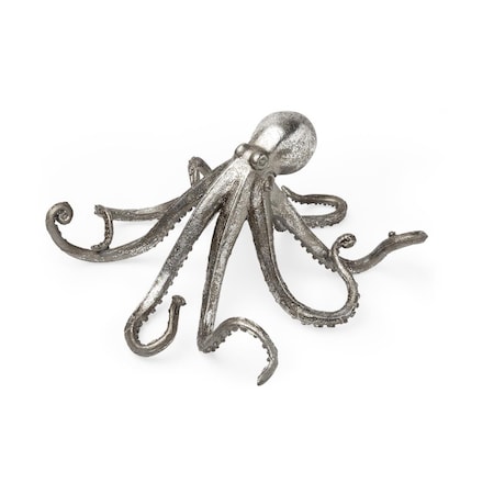 Planon 12 x 7 x 13 in. Silver Resin Octopus Sculpture PL3091475